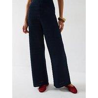 V By Very Wide Leg Kick Flare Knitted Trouser Co-Ord - Blue
