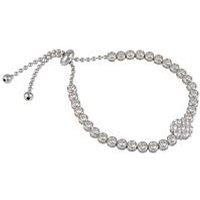 The Love Collection Sterling Silver Flower Cz Adjustable Toggle Bracelet