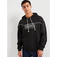 Hugo Noiderhood Loose Fit Stitch Logo Overhead Hoodie - Black
