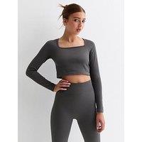 New Look 915 Girls Square Neck Top - Dark Grey
