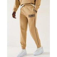 Hugo Noiderpant Stitch Logo Cuff Joggers - Beige