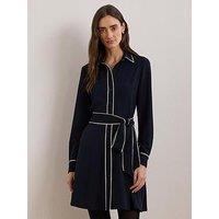 Lauren By Ralph Lauren Cordasha Long Sleeve Shirt Dress - Navy/White