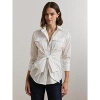 Lauren By Ralph Lauren Gionna Long Sleeve Bow Detail Shirt - White