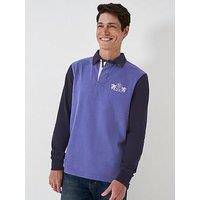 Crew Clothing Long Sleeve Contrast Quilted Rugby Shirt - Navy