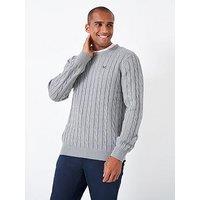 Crew Clothing Oarsman Cable Knitted Jumper - Grey