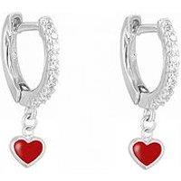 The Love Collection Cz Huggie Hoop With Enamel Heart Charm