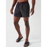 Hugo Tap Waistband Logo Swim Shorts - Black