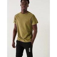 Hugo Regular Fit Tonal Tape Logo T-Shirt - Khaki