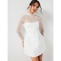 Six Stories Lace Sleeve Mini Dress - Ivory