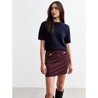 New Look Red Stretch Boucle Mini Skirt