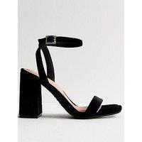 New Look Wide Fit Velvet DiamantÉ Buckled Heeled Sandals - Black