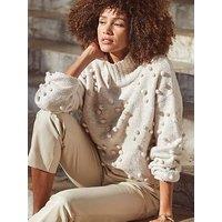 Sosandar Bobble Heart Jumper - Cream