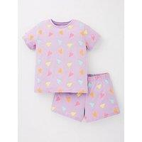 Everyday Girls Heart Short Pyjama Set - Purple