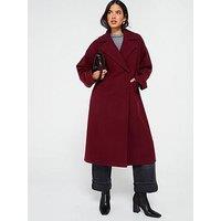 Vero Moda Longline Coat - Maroon - Red