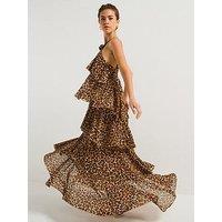 Vero Moda Leopard Print Ruffle Halter Neck Maxi Dress - Black - Multi