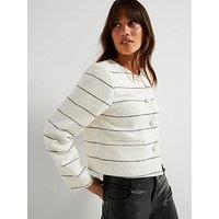 Vila Long Sleeve Striped Jacket - White