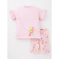 Mini V By Very Girls Novelty Flower Bag T-Shirt And Cycling Short - Pink