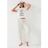 Juicy Couture Juicy Wishes Short Sleeve Pyjama Set With Eye Mask - Off White