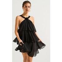 Vero Moda Ruffle Halter Neck Mini Dress - Black