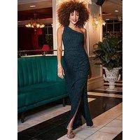 Sosandar Emerald Sparkle One Shoulder Maxi Dress - Green