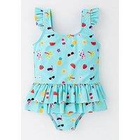 Mini V By Very Girls Frill Summer Print Swimsuit - Multi