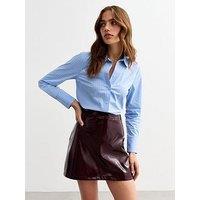 New Look Blue Striped Slim Poplin Shirt - Print