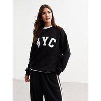 New Look Nyc Print Jersey Sweatshirt - Black