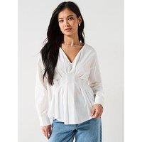 Vila V Neck Long Sleeve Shirt - White