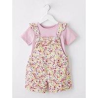 Mini V By Very Girls Floral Dungaree And T-Shirt Set - Multi