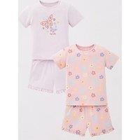 Mini V By Very Girls 2 Pack Floral And Butterfly Short Pyjama Set - Multi