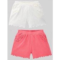 Mini V By Very Girls 2 Pack Broderie Trim Shorts - Multi