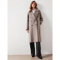 Mango Double Breasted Wool Mix Coat - Natural