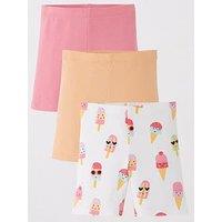 Mini V By Very Girls Matching Set 3 Pack Ice Cream Cycling Shorts - Multi