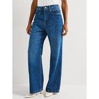 V By Very High Rise Slouchy Wide Leg Jeans - Dark Wash