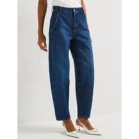 V By Very High Rise Barrel Leg Jeans - Dark Wash