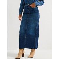 V By Very Authentic Denim Maxi Skirt - Dark Wash