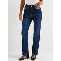V By Very High Rise Straight Jeans - Dark Wash