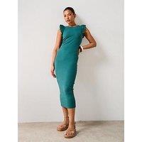 V By Very Frill Sleeve Ribbed Midaxi Dress