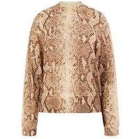 Guess Greta Long Sleeve Sweater In Animal Print - Light Brown