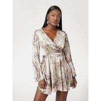 Guess New Laila Mini Flare Dress Long Sleeve - Brown