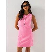 V By Very Compact Button Jersey Dress - Pink