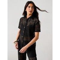 V By Very Lace Co-Ord Shirt - Black
