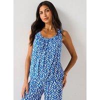 Everyday Bubble Hem Vest Top - Blue Leaf