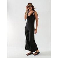 Everyday Tie Shoulder Jumpsuit - Black