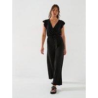 Everyday Wrap Wide Leg Jumpsuit - Black