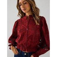 V By Very Embroidered Slim Fit Shirt - Rust