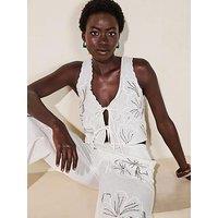 V By Very Embroidered Tie Front Co-Ord - White