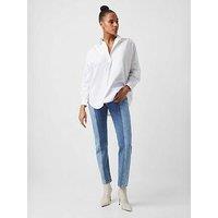 French Connection Poplin Popover Shirt With Dipped Hem - White