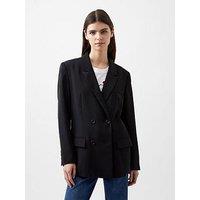 French Connection Double Breasted Blazer With Split Lapel Collar - Black