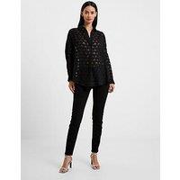 French Connection Popover Shirt With Long Cuffed Sleeves - Black
